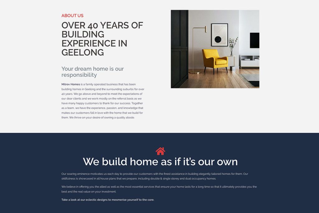Mitrov Homes - Geelong Website Design