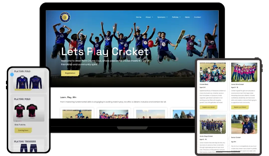 West Point Cricket Club Website Design by WebSplash Digital