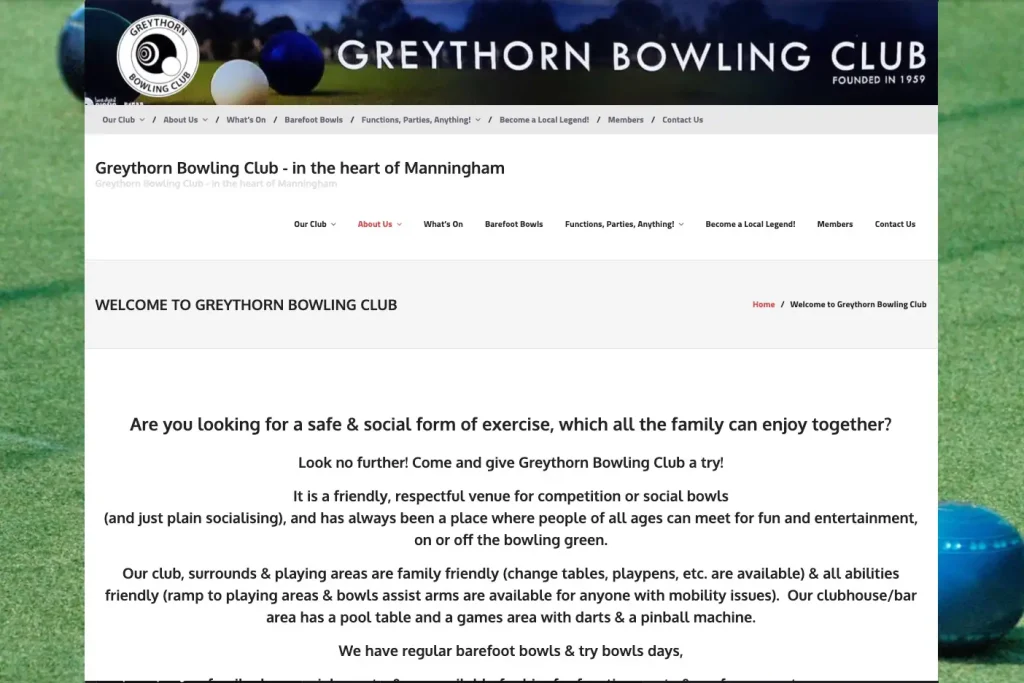Greythorn Bowling Club Doncaster Website Before