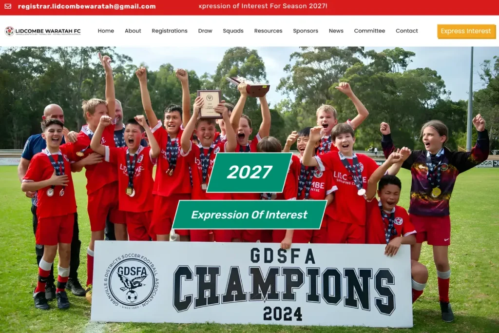 Football Club Website Design Lidcombe